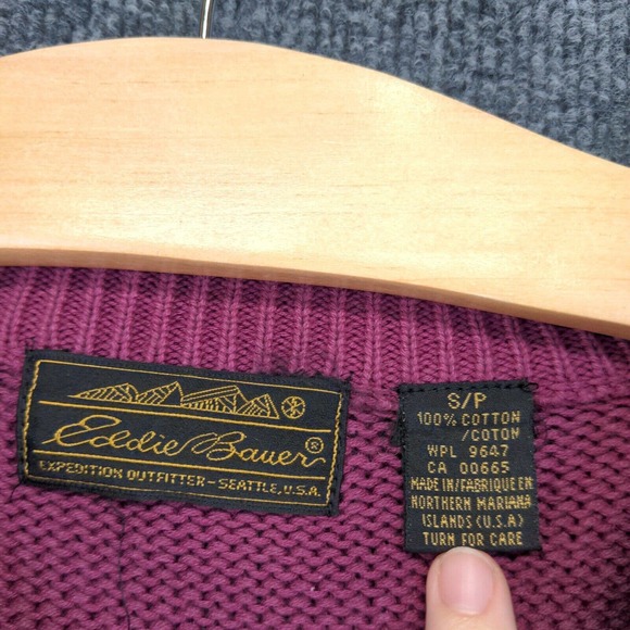 Eddie Bauer Men's Sweater Purple Small Long Sleeve Crew Neck Cotton Vintage - Picture 8 of 11